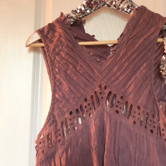 Free people tunic dress eyelet fp one purple xs 0 2 tunic - Picture 3 of 3